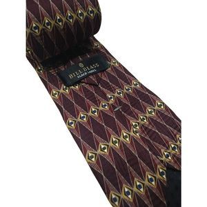 Vintage Bill Blass Black Label Geometric Tie, Red and Gold, Christmas